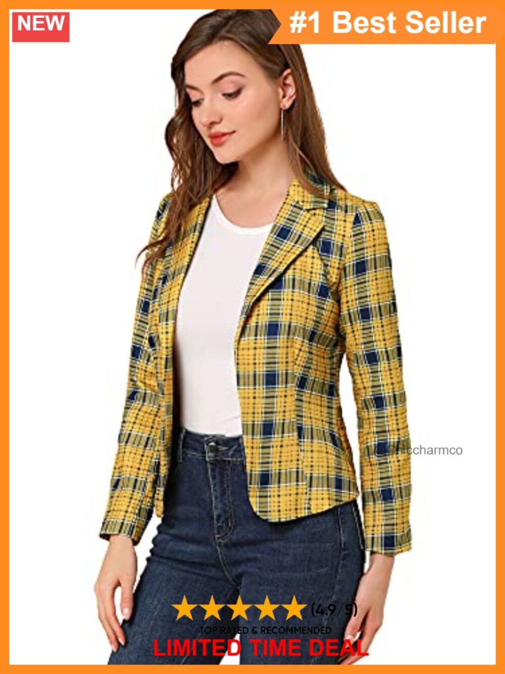 Cropped Blazer Notched Lapel Open Front Long Sleeve Suit Jacket Business Casual